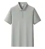 Camisas Polo de Tamanho Grande com Impressão de Logo Personalizado, Roupa de Trabalho de Seda de Gelo e Algodão de Verão Transfronteiriça, Roupa de Trabalho para Equipe, Camisetas de Manga Curta Feitas Sob Medida