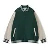 Otoño e Invierno Marca de Moda Hombro Caído Bloques de Color Chaqueta de Béisbol para Pareja Chaqueta Deportiva para Exteriores Uniforme de Béisbol Fábrica Personalizada