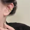 Brinco de Orelha Duplo em Formato de Losango Cravejado com Diamantes para Mulheres Sem Furo na Orelha, Design Simples, Brincos de Clipe, Luxo Leve, Brincos de Orelha de Alta Qualidade