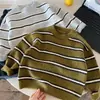 Suéter Infantil Muye Otoño e Invierno, Ropa Infantil Estilo Casual, Prendas de Punto Rayadas Versátiles Versión Coreana para Niños, Top de Moda para Bebé