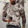 Cross-border Factory Atacado Masculino 3D Print Manga Curta T-Shirt Top Tamanho Grande Masculino Crewneck Camuflagem T-Shirt