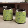 Nueva Sala de Té de Estilo Chino, Casa de Té, Cubo de Basura Redondo de Cuero, Uso en Habitación de Hotel, Sala de Estar Retro de Estilo Chino, Alto Valor Estético