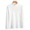 Camiseta térmica base para mujer para otoño e invierno, cálida de manga larga con cuello semi-alto de otoño, ropa de mujer, cuello semi-alto moderno