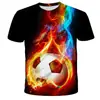 2026 Nueva Camiseta de Manga Corta con Estampado 3D de Patrón de Fútbol Iridiscente Suelta para Hombres y Niños Nueva Moda Camiseta Corta