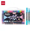 Deli Hm292Pp Caixa com Conjunto de Marcadores de Desenho Suave com Glitter de Barril Redondo, Marcadores Flash de Ponta Dupla para Desenho Artístico de Estudantes