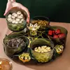 Plato Rotatorio de Acrílico para Frutos Secos Bolsillo para Dulces y Snacks Divisor Bandeja de Frutas Plato Divisor de Almacenamiento Caja para Semillas de Melón