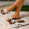 Nuevas sandalias para mujer de comercio exterior para uso en exteriores, sandalias de playa estilo vacacional con decoración de estrella de mar, talla grande, pantuflas ligeras con cuentas