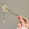 Horquilla de pelo con borla de flor retro de estilo chino nuevo, horquilla de pelo de estilo antiguo de alta gama, tocado, falda cara de caballo, accesorios para el cabello