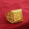 Anillo de boda de dragón y fénix chapado en oro para mujer, de cobre chapado en oro, imitación de cabello de dragón dorado, anillo financiero grande para hombre, hechizo de muchas explosiones