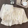 Pijama con Almohadillas para el Pecho para Mujer, Textura de Algodón Nube de Verano, Sensación de Alta Gama, Se Puede Usar Afuera, Pantalones Cortos de Tirantes de Dibujos Animados, Conjunto de Ropa para el Hogar