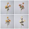 3 Cabeças de Rosas Secas Artificiais Fabricante de Flores Artificiais Transfronteiriço Flores Artificiais Plantas Verdes Atacado Decoração de Casamento Artesanato Estilo Ins