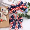 Laço Grande Personalizado para o Dia da Independência Americana Decoração de Casa DIY Padrão de Estrela Fita de Borda de Ferro Cinto Cocker com Flor Grande