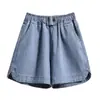 2026 Novo Estilo Shorts Jeans Feminino Azul Claro Cintura Alta Soltos Wide-Leg Hot Pants Tamanho Extra Grande Plus Size