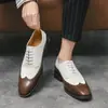 Zapatos Oxford de Cuero con Bloques de Color de Moda de Primavera Transfronterizos, Zapatos Formales de Cuero Brogue, Zapatos con Cordones de Oficina para Hombre de Talla Grande