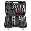 Caixa de Ferramentas com Soquetes Galvanizados de 216 Peças Conjunto de Ferramentas para Reparo Automotivo Conjunto de Chaves de Roda com Bits Cinco