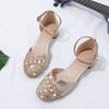 Sandálias de Verão Meninas Sapatos de Princesa Sapatos de Couro Infantis Sapatos de Salto Alto de Cristal para Estudante Sapatos Sociais para Menina