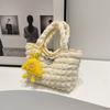 Bolso Cubo Waffle Flor de Burbuja de Nicho para Mujer Estilo Nuevo 2024 Chica Japonesa y Coreana Bolso de Hombro y Mano con Texto