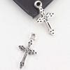 Colgante de plata antigua de aleación con forma de cruz tallada, accesorio ideal para hacer collares, pulseras y joyas.