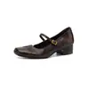 Sapatos Mary Jane básicos versáteis de couro de alta qualidade, coleção outono 2026, salto médio grosso, bico quadrado, couro genuíno, sapatos femininos de tira única