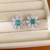 Collar de Flor de Circonita Verde Lujo Ligero Cadena de Clavícula de Nicho Estilo Fresco y Dulce Set de Joyería de Gama Alta