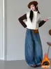 Jeans de Invierno para Niñas Talla Mediana-Grande Nuevos con Forro de Polar Ropa Infantil Niños Niñas Jeans de Pierna Curva con Forro de Polar Sueltos Modernos