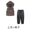 Conjunto de Ropa Moderna para Niños de Street Dance Marca Moderna para Niños Estilo Wasteland Holgado Ropa Infantil Chaleco Genial y Elegante para Niñas Conjunto de Ropa para Actuación