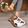 Comercio exterior transfronterizo talla grande otoño 2026 nuevas zapatillas con plataforma y puntera abierta para mujer, sandalias de meter estilo europeo y americano para mujer al por mayor