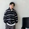 Sudadera de rayas para niño, nuevo estilo otoño 2026, prenda básica fresca y elegante para niños, top con cuello para niño grande para primavera y otoño