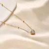 Nuevo Collar de Acero Inoxidable con Forma de Corazón y Diamantes para Mujer de Yunyao, Cadena de Bolas de Oro de 18K que no se Desvanece, Cadena para Clavícula Versátil y de Moda
