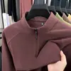 Moletom Masculino 2025 Nova Coleção Primavera e Outono com Meio Zíper e Gola Alta, Roupa de Algodão, Camiseta Casual Masculina de Alta Qualidade Atacado