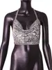 YYF Yuying Top halter metálico con lentejuelas, escote pronunciado en la espalda, de alta calidad, moderno, para discoteca de mujer, europeo y americano