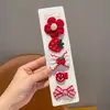 Grampo de Cabelo Laço Vermelho Fofo de Ano Novo para Crianças Meninas Flor Desenho Animado Presilha Lateral Bebê Presilha Bico de Pato de Ano Novo Acessório de Cabeça