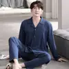 Pijama Masculino de Modal Primavera e Outono Manga Longa Primavera e Verão Fino Outono e Inverno Tamanho Plus Roupa de Casa para Jovens