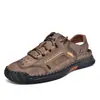 Nuevos Zapatos de Cuero Gruesos Transpirables Calados para Hombre de Verano, Sandalias Cerradas de Malla Duraderas para Exteriores