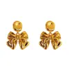 Brincos Europeus e Americanos com Laço de Superfície Lisa, Brincos de Stud Simples Retro com Temperamento, Design de Nicho, Acessórios de Brincos de Alta Qualidade, Atacado