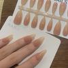 Puntas de los dedos superiores con degradado de polvo de almendras, pegamento de aceite para uñas rociado a mano, uñas prefabricadas reprocesables, arte de uñas