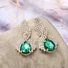 Pendientes de Cristal Populares de Exportación Europea y Americana Llenos de Pedrería Incrustaciones de Circonita de Cristal Pendientes de Cristal Pendientes de Cristal para Novia
