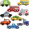 Pegatinas de tela bordada para coche de saneamiento, dibujos animados, ambulancia, etiqueta bordada para computadora, camión de bomberos, coche de policía, pegatinas bordadas, taxi