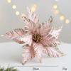 Nuevo Producto Transfronterizo 25cm Simulado Tela Rosa Pegajosa Flor de Navidad Dorada y Plateada Blanca Flor Decorativa Guirnalda de Árbol de Navidad