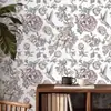 Pegatina de Pared Floral Romántica Autoadhesiva Papel Tapiz Resistente a la Humedad y al Moho Ecológico Lujo Ligero Decorativa para Pared de Dormitorio Armario Renovación