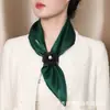 Bufanda de Seda Floral de Color Sólido de Alta Gama para Mujer, Versátil Decoración de Cuello para Primavera y Verano