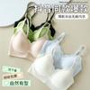 Roupa íntima Meizhai feminina de verão fina para seios pequenos com grande sustentação push-up, suporte macio, sem costura, de seda gelada, sutiã com estampa de desenho animado