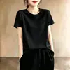 Camiseta de Manga Curta Nova de Verão para Mulheres no Comércio Exterior Transfronteiriço, Cor Roxo Taro da Moda, Ombro Normal, Estampa de Coração, Moda Estilosa e Juvenil