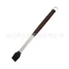 Juego de Herramientas para Parrilla Cuadradas con Mango de Madera con Patrón de Madera de Acero Inoxidable 410 para Cena Familiar de Campamento con Tenedor para Brochetas, Espátula, Brocha para Aceite y Cepillo Limpiador