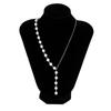 Nuevo Collar Asimétrico de Perlas Artificiales de Otoño e Invierno Europeo y Americano para Mujer, Diseño de Nicho, Accesorio Sexy en Forma de Y para Vestido