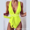 Nuevo traje de baño de una pieza de talla grande para mujer conservador multicolor en stock con cordones sexy sin espalda para comercio exterior transfronterizo Amazon