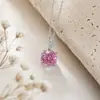 Conjunto de Collar Colgante Octagonal Corte Rosa para Mujer Anillo de Diamante de Alto Carbono Accesorios de Vestido de Fiesta Estilo Socialité
