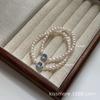 Chenmo nicho retro nuevo estilo chino simple pulsera de plata esterlina con aguamarina y perlas elegante pulsera de cuentas estilo Mori