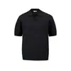 2026 Verano Estilo Intelectual Acanalado Transpirable Cuello en V Camisa Polo Camiseta de Punto de Manga Corta Corte Ajustado Cuello Solapa Color Sólido