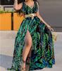 Vestido Elegante para o Trabalho com Estação Europa da Amazon Estampado na Cintura Cintura Média Vestido Sexy com Fenda e Cinto